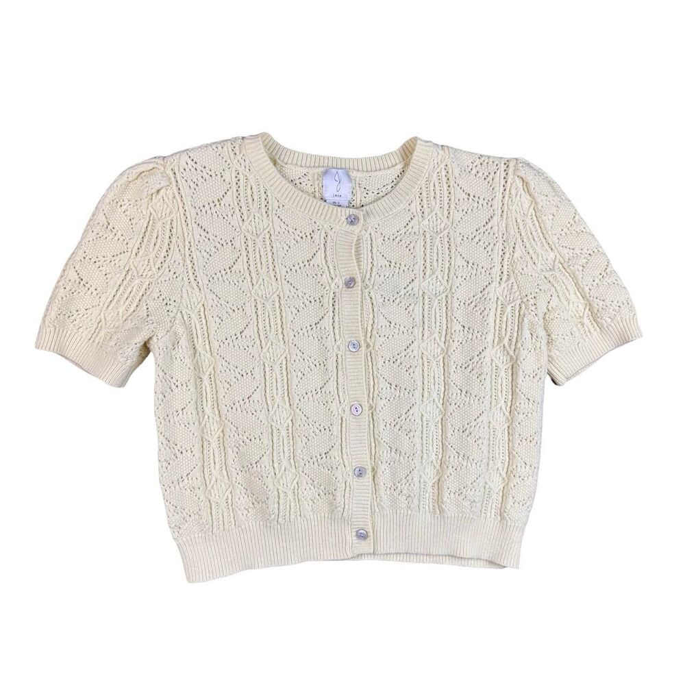 Joie Women's Butter Yellow Short Sleeve Knitted Button Cardigan